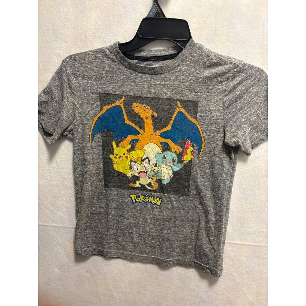 Pokemon Gray Graphic Tee L (10-12) Old Navy Collectabilitees Cotton/Polyester Bl